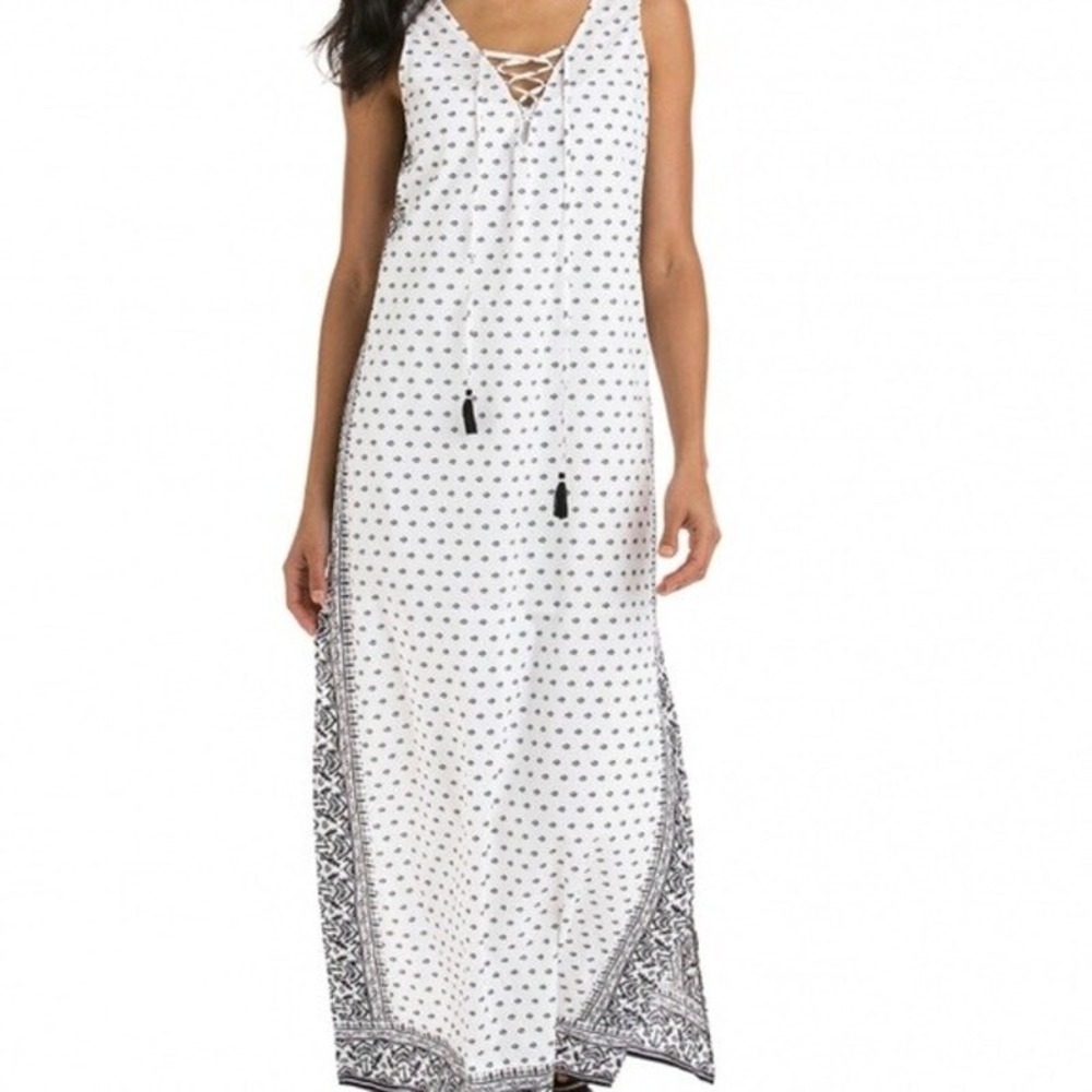 Vineyard Vines Fan Border Print Maxi Dress S Beach Resort Coastal Summer Bandana